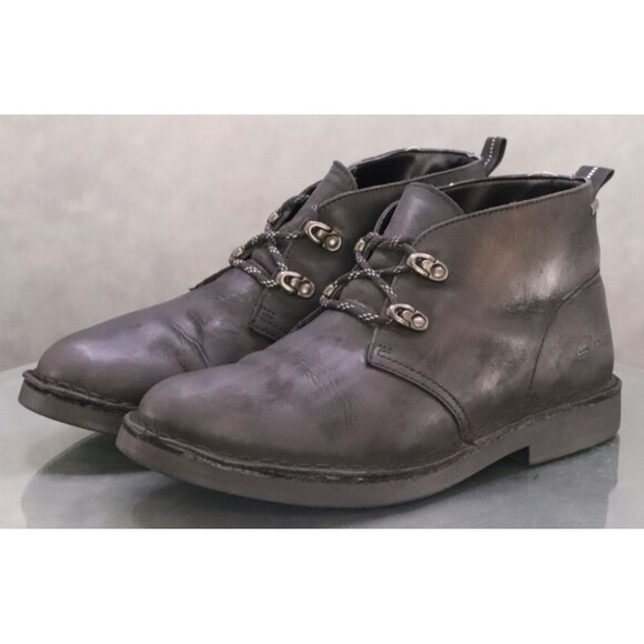 Clarks Gore Tex Men's Waterproof Desert Boots Size 8.5 M Nubuck Leather Black - Picture 1 of 12
